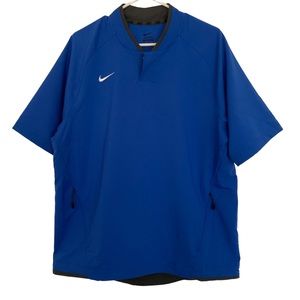 Nike Short Sleeve Golf Windbreaker Bright Blue Black Trim Sz L